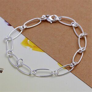 925 Sterling Silver 8mm Paperclip Link Chain Bracelet Unisex